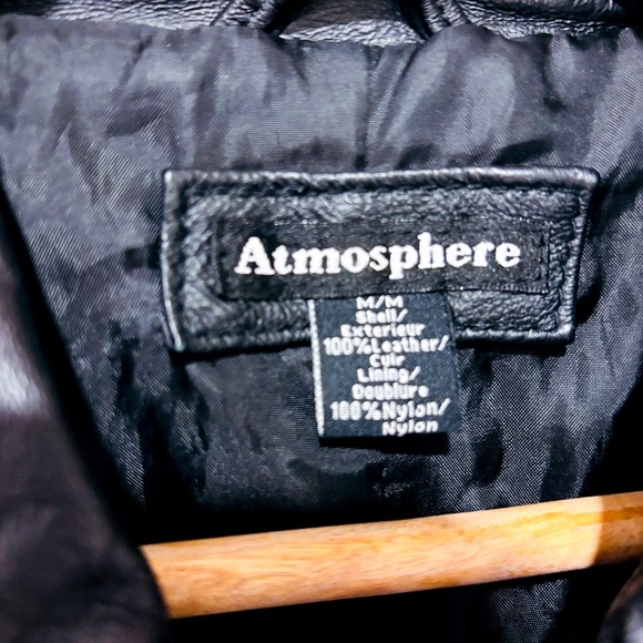 ATMOSPHÈRE – Black genuine leather jacket | Classic zip-up moto style | Medium * - Picture 8 of 10